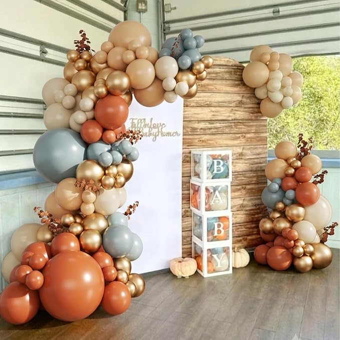Fall Balloon Arch Kit for Little Pumpkin Baby Shower Decorations | Dusty Blue - Image 3