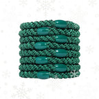 Green Hair Ties for Thick Hair, Grab & Go Ponytail Holders, 8 Pack, Hunter, Thick No-Crease Bands with Strong Hold, Damage-Free Design, Bold Natural Style | L. Erickson