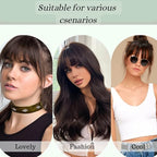 NAYOO Bangs Hair Clip - Medium Brown Fake Bangs 100% Real Human Hair Extensions French Bangs for Women Fringe with Temples Hairpieces