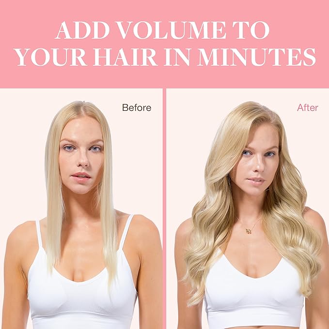 GOO GOO Clip in Hair Extensions Real Human Hair, Remy Human Hair Extensions Clip ins for Women, Natural Human Hair, 22inch 120g 7Pcs, 16/22 Light Blonde Highlighted Golden Blonde