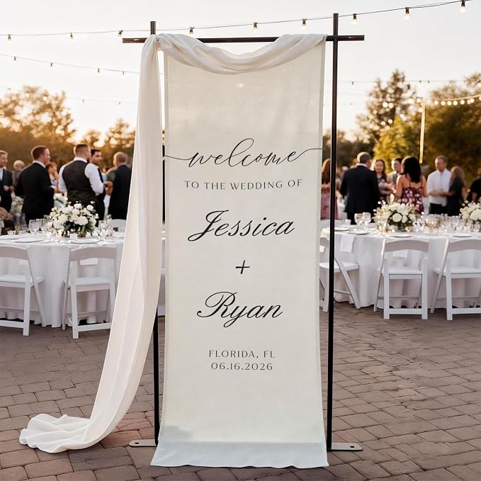Personalized Wedding Welcome Sign Banner – Custom Couple Names & Date, Elegant by CALLADECORGIFTS