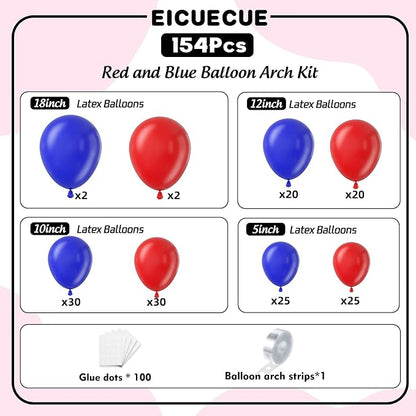 Red and Blue Balloons Garland Arch Kit 154Pcs - Image 2