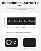 Grommet Headband for Women, Black Circle Studs 23cm Hollow Out Elastic Hair Band, Eyelets Punk Grunge Stylish Hairband