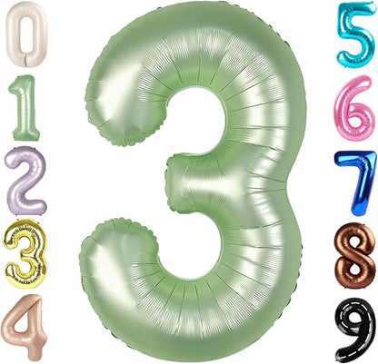 3 Balloon Number 40 Inch Olive Green Balloons by Mluchee