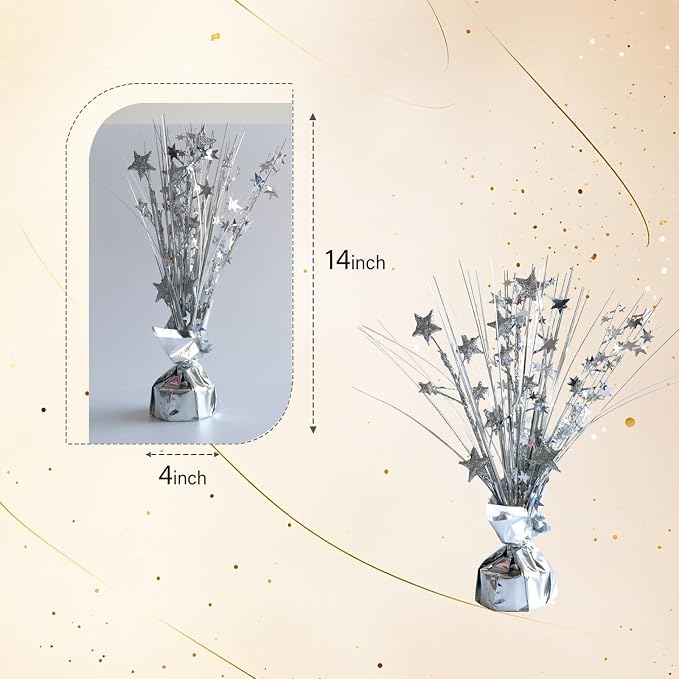 12 Pack Metallic Sliver Foil Spray Centerpieces Stars Brust Table Centerpieces - Image 6