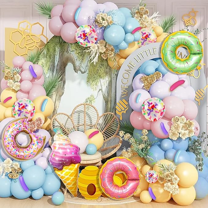 Pastel Donut Balloon Arch Garland Kit, by Iyovgoo