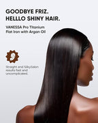 VANESSA PRO Flat Iron Hair Straightener, 100% Pure Titanium Flat Iron for One Pass to Achieve a Sleek Look, Curls Beautifully & Straightens Well - 1 inch