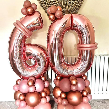 Rose Gold 60 Number Balloons, 40 Inch Big Giant Jumbo 60 Balloon Numbers Rose - Image 3