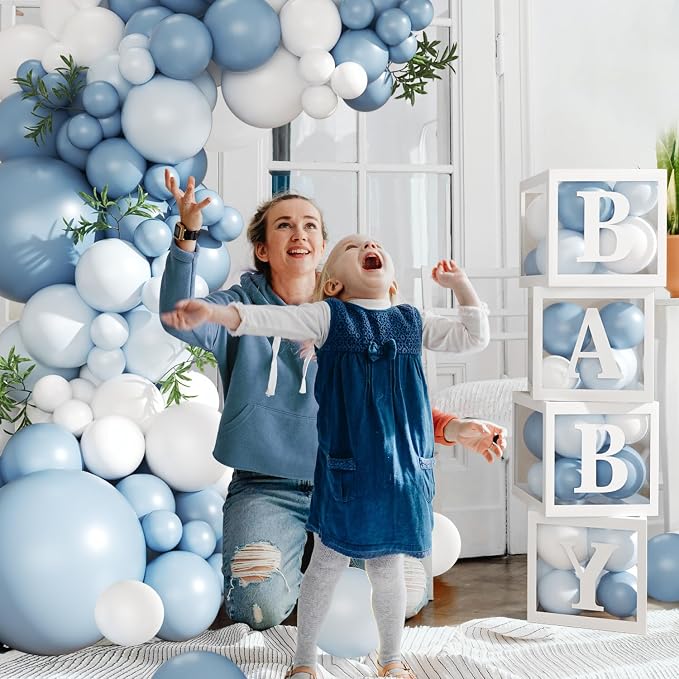 CROSSFINGERS Dusty Blue Balloon Baby Shower Decorations - Image 5