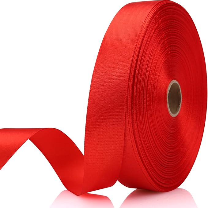 7/8 Inch 60 Yards Red Satin Craft Ribbon-Single Face Polyester Ribbon by Unknown