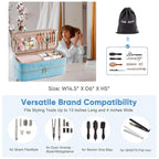 Double-layer Hair Tools Travel Case with Black Hair Dryer Bag with Detachable Divider compatible with Shark FlexStyle/SmoothStyle - Flat Curling Iron Travel Organizer