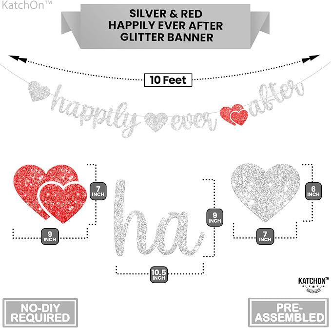 KatchOn, 10 Feet Silver Happily Ever After Banner - Image 2