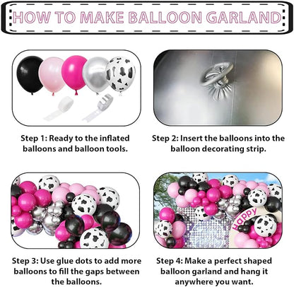 Hot Pink and Black Balloons Arch Kit, Cowgirl Farm Birthday Decoration western - Image 6