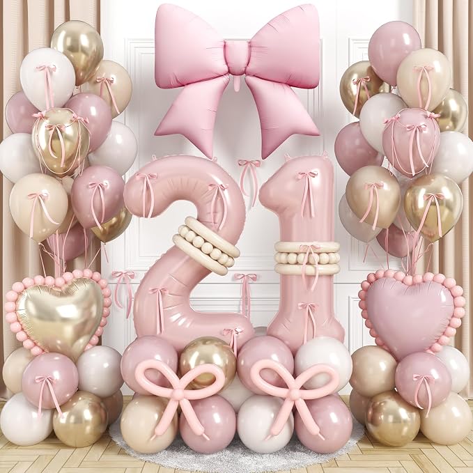 Light Pink 21 Number Balloon, 21st Birthday Decorations by Jobkoo