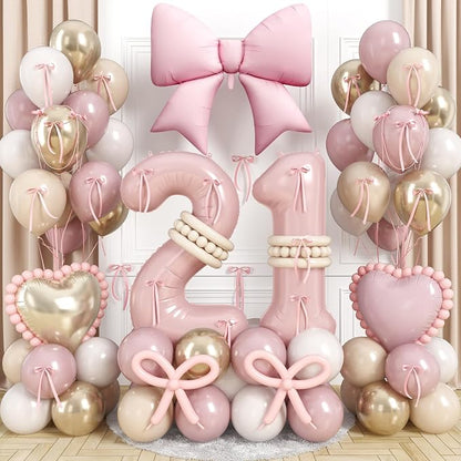 Light Pink 21 Number Balloon, 21st Birthday Decorations by Jobkoo