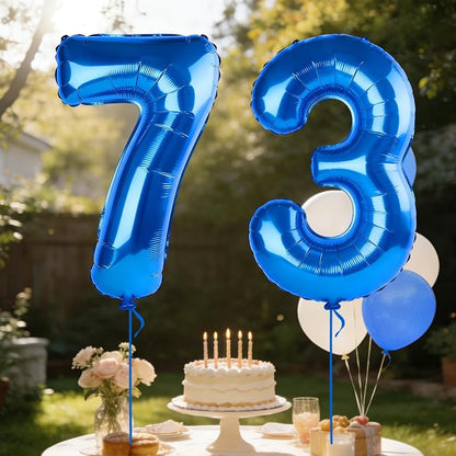 40 Inch Number 73 Balloons for 73rd Birthday Party Decorations, 0-100 Dark Blue - Image 3