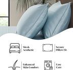 Luxury Bamboo Market |King Envelope Pillowcase Set | 100% Viscose Made from Bamboo | Organically Grown | Ultra Soft | Cooling | 2pcs [Spa Blue]