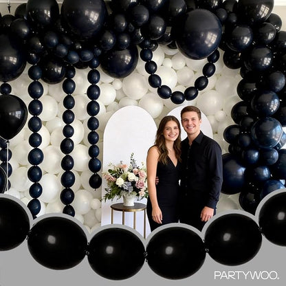 PartyWoo Black Linking Balloons 100pcs 12 Inch Black Link Balloons | - Image 2