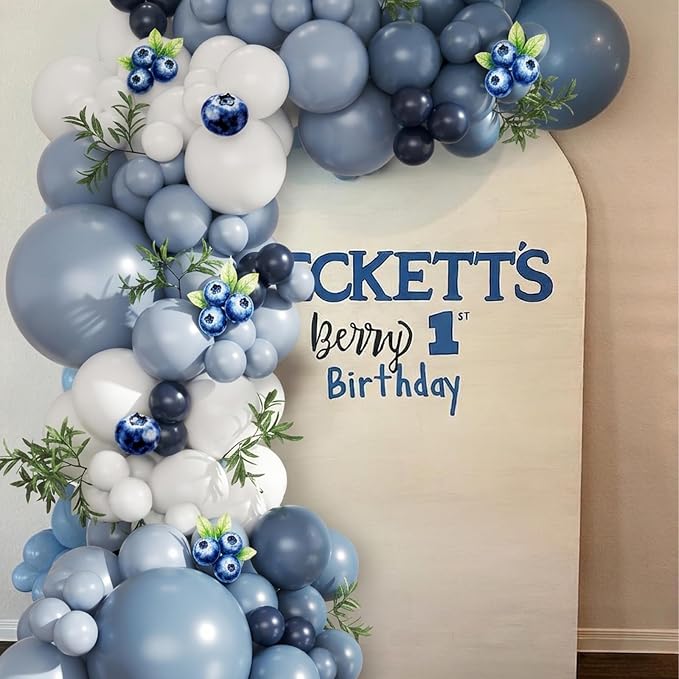 Blue White Balloon Arch Kit for Blueberry Baby Shower Birthday Decorations | - Image 6