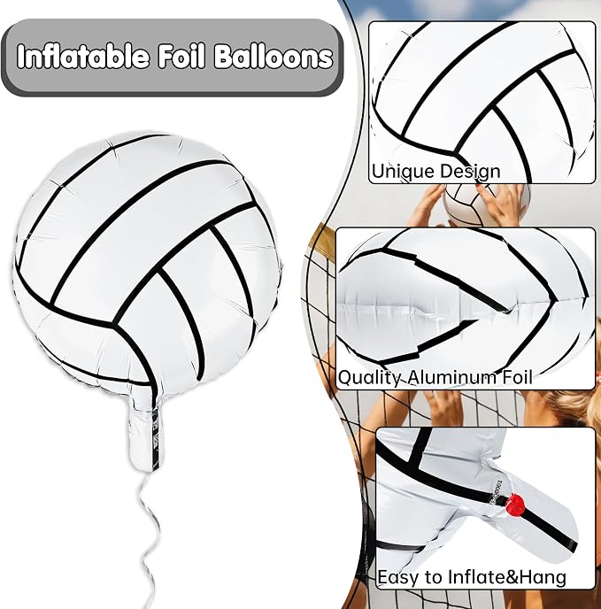 Fovths 12 Pieces Inflatable Volleyball Balloons 18 Inches Volleyballs Foil - Image 3