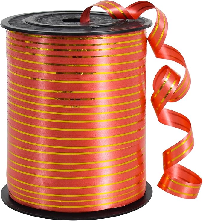 TONIFUL Curling Ribbon-Red Gold Balloon Curling Ribbons-250 Yards Balloon String by TONIFUL