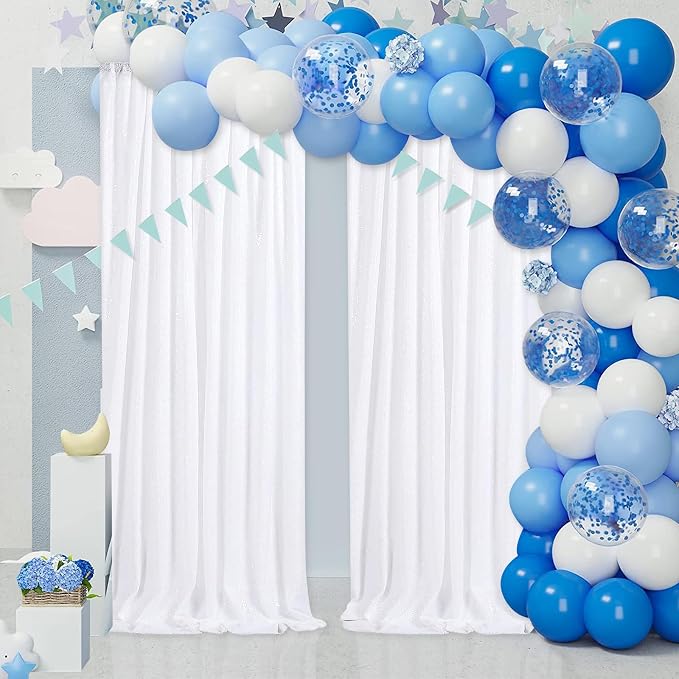 White Sequin Backdrop Curtain 4 Pack 2ft x 8ft Backdrop Birthday Background | - Image 4