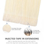 COOKAYU Invisible Tape in Hair Extensions Human Hair, Platinum Blonde 30g 20pcs 14Inch Seamless Extensions Straight Invisi Edge Tape ins