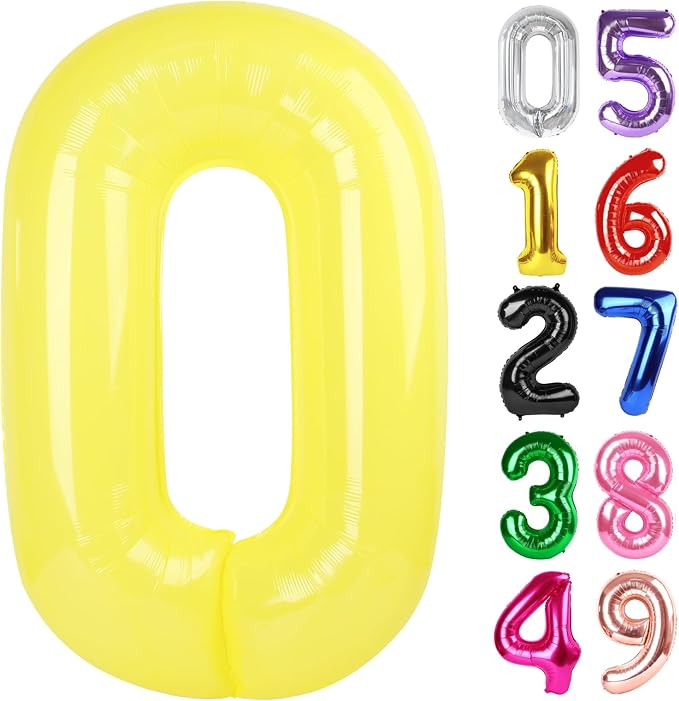 Yellow Number 0 Balloon 40 Inch, 0th Birthday Party Decorations Men Women | by IWERP