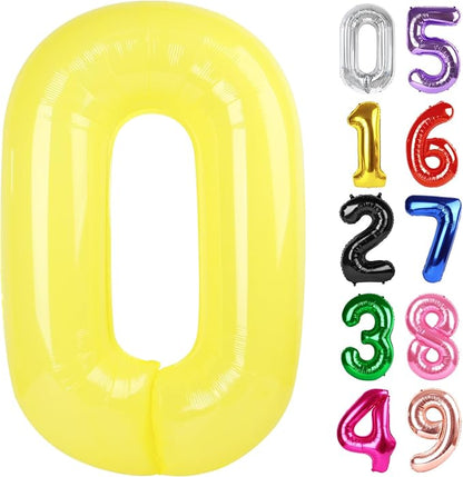 Yellow Number 0 Balloon 40 Inch, 0th Birthday Party Decorations Men Women | by IWERP