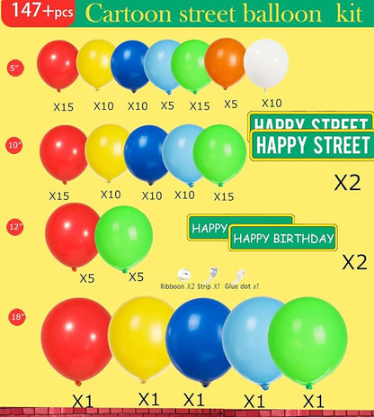 Sesame Friends Birthday Party decorations 150+ Pcs Cartoon Theme primary color - Image 6