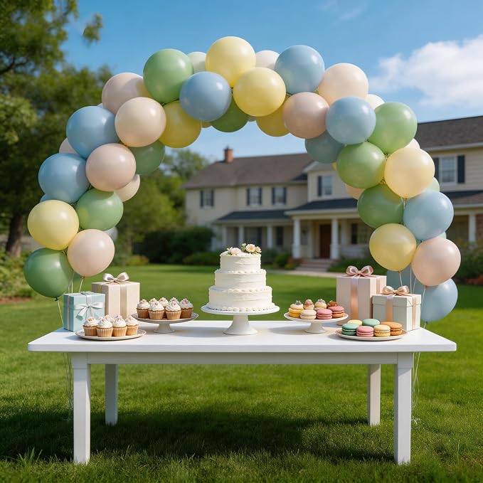 160Pcs 12 Inch Sage Green Dusty Blue Yellow Latex Balloons - Image 7