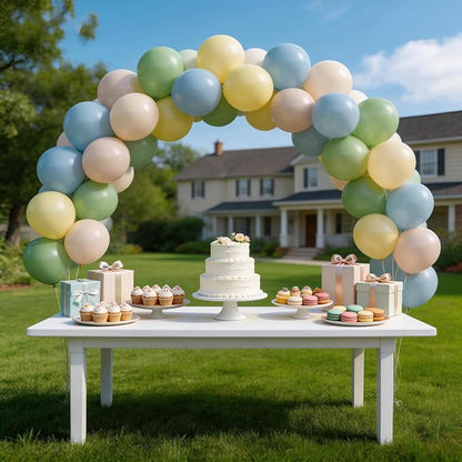 160Pcs 12 Inch Sage Green Dusty Blue Yellow Latex Balloons - Image 7