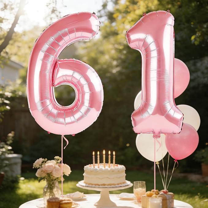 40 Inch Number 61 Balloons for 61st Birthday Party Decorations, 0-100 Jewelry - Image 3