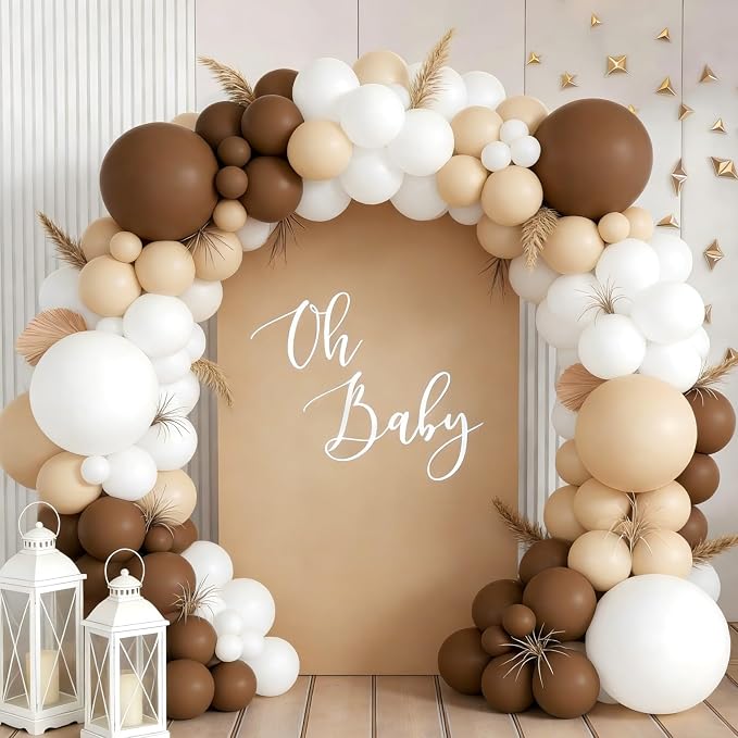 160Pcs Boho Brown White Nude Balloon Garland Arch Kit Dark Brown Nude Tan White - Image 4
