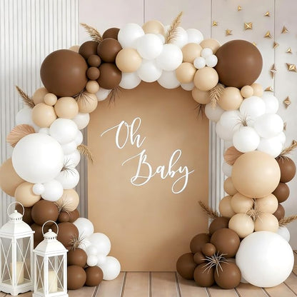 160Pcs Boho Brown White Nude Balloon Garland Arch Kit Dark Brown Nude Tan White - Image 4