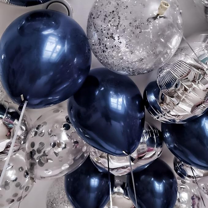 Voircoloria 105pcs Navy Blue Dark Blue Party Latex Balloons, 12inch | - Image 7