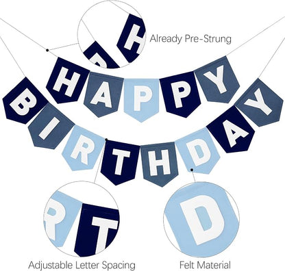 Felt Navy Blue Happy Birthday Banner Birthday Decorations - Image 7