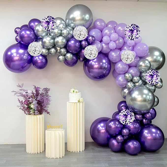 Purple Balloons Set 60 Pcs Dark Purple and Silver Balloons 12 Inch Royal Purple - Image 5