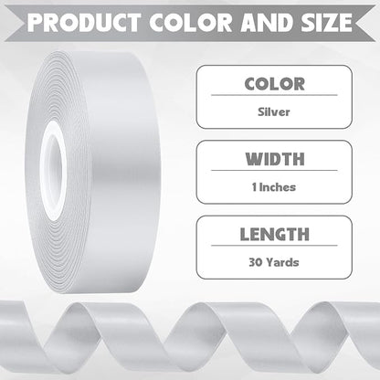1In 30Yards Silver Satin Ribbon - Image 2