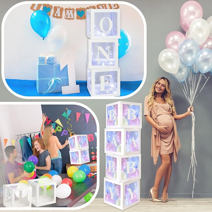 Sratte Balloon Box with Letters and Numbers Clear Blocks Boxes with LED Lights - Image 6