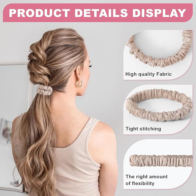 6Pcs Silk Hair Ties Small 22 Momme 100% Pure Mulberry Silk Scrunchies for Women Girls Thin Skinny Hair Sleep Scrunchies No Damage(Color 09)