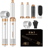 5 in 1 Blow Dryer Brush Set,Hot Air Styler Negative Ion Air Curling Wrap Air Curler, Round Brush Blow Dryer Curling Iron Hair Styling Tools Gift for Dry,Volumize, Straight,Curl,100-120V