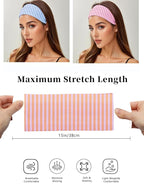 Striped Headbands for Women Elastic Thick Yoga Workout Headband Non Slip Hair Band Hair Accessory,4 Pack