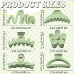 12 Pcs Claw Clips, Multi-Shapes Hair Clips for Women Girls, Non-Slip Large Jaw Claw Clips for Thick Thin Curly Hair Accessories (Green)