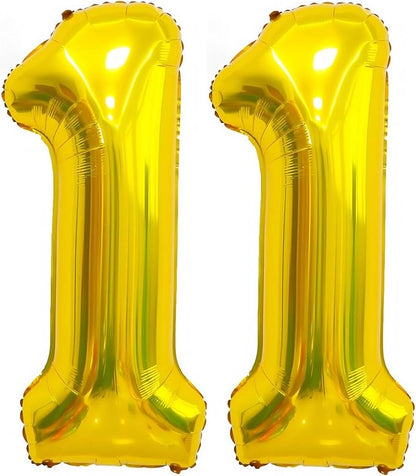 Gold 11 Balloon Number, 40 Inch Number 11 Balloon Large Gold Foil Mylar Helium by BBPOOL
