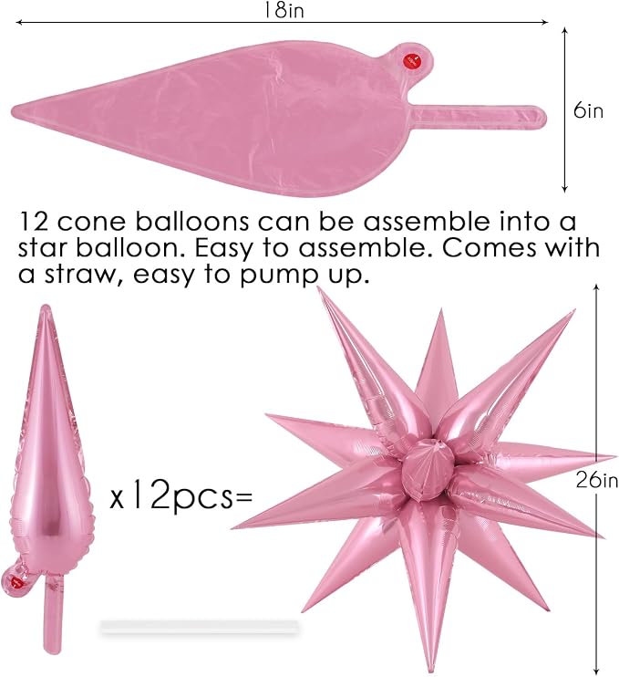 72 Pcs Star Balloons Foil Explosion Balloons Magic 12 Point Star Cone Balloon - Image 6