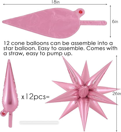 72 Pcs Star Balloons Foil Explosion Balloons Magic 12 Point Star Cone Balloon - Image 6