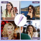 Crimper Hair Tool, Hair Crimper for Women, Beach Waves Curling Wand with Negative Ions, Adjustable Temp, Anti-Scald Design, Auto Shut-Off, Dual Voltage, 1.42 Inch (Purple)
