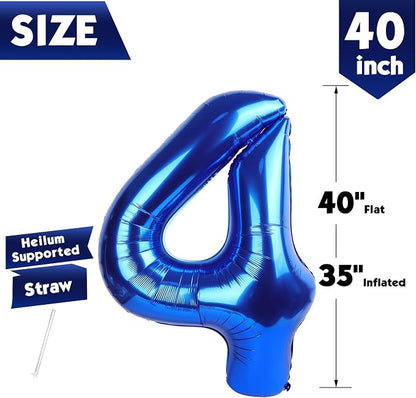 40 Inch Navy Blue Number 4 Balloon, 4th Blue Birthday Party Decorations | 40 - Image 5