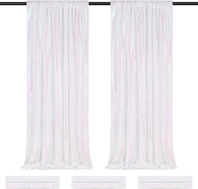 Backdrop Curtains Glitter 6 Panels Iridescent Sequin Background 2ftx8ft | by QueenDream